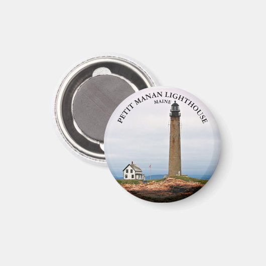 Petit Manan Lighthouse, Maine Round Magnet (Voorkant / Achterkant)