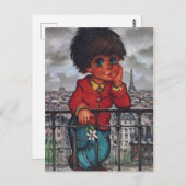 Petit Poulbot à la fleur Briefkaart (Voorkant / Achterkant)