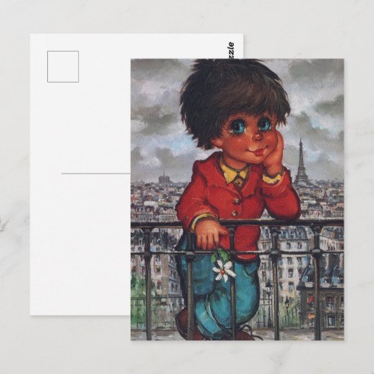 Petit Poulbot à la fleur Briefkaart (Voorkant / Achterkant)