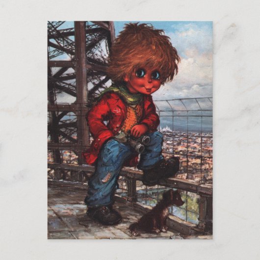 Petit Poulbot à la Tour Eiffel Briefkaart (Voorkant)