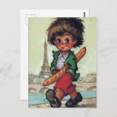 Petit Poulbot avec baguette à Paris Briefkaart (Voorkant / Achterkant)