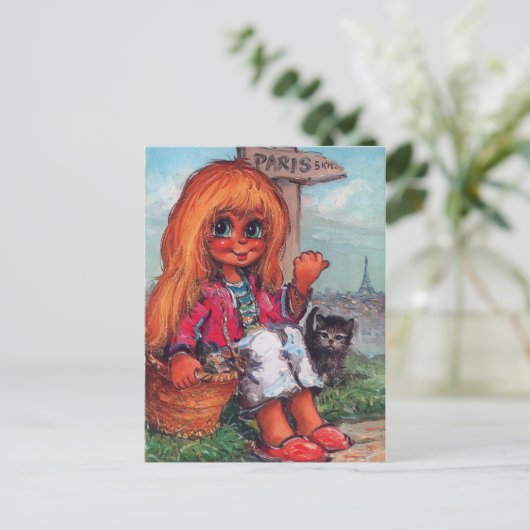 Petit Poulbot en chaton Briefkaart (Staand voorkant)