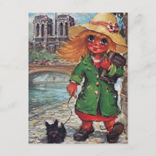 Petit Poulbot et petit chien Briefkaart (Voorkant)