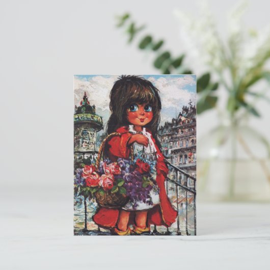 Petit Poulbot vendeuse de fleurs Briefkaart (Staand voorkant)