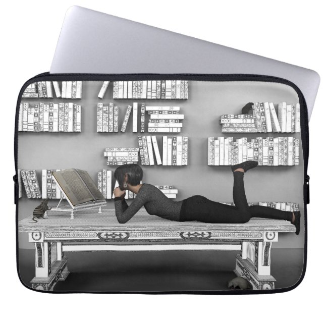 Petit rat de bibliothèque (boekworm) laptop sleeve (Voorkant)
