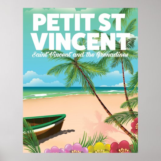 Petit Saint Vincent vintage stijl strandposter Poster (Voorkant)
