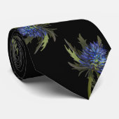 PetitArt | Chic Thistle | Blauw en zwart Stropdas (Opgerold)