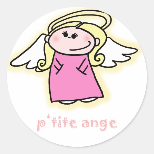 Petite Ange (kleine engel in het Frans) Ronde Sticker (Voorkant)