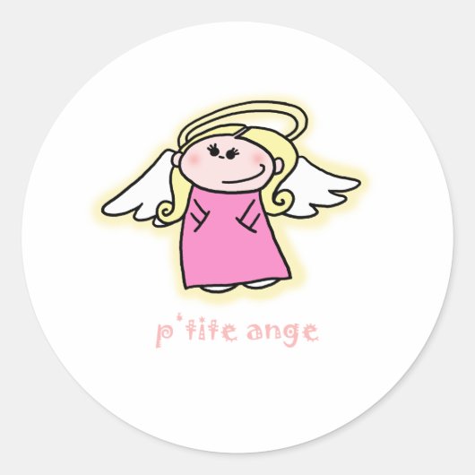 Petite Ange (kleine engel in het Frans) Ronde Sticker (Voorkant)
