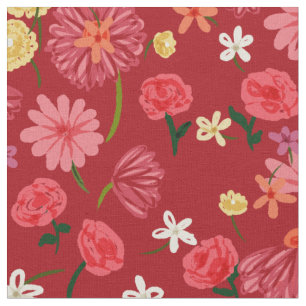  petite bloemen patroonpatroon op Burgundy Red Stof