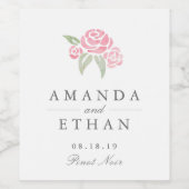 Petite Bouquet Blush | Bruiloft Wijn Etiket (Enkel label)