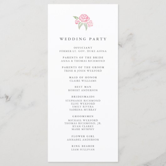 Petite Bouquet huwelijksprogramma | Blozen Programmakaart (Achterkant)