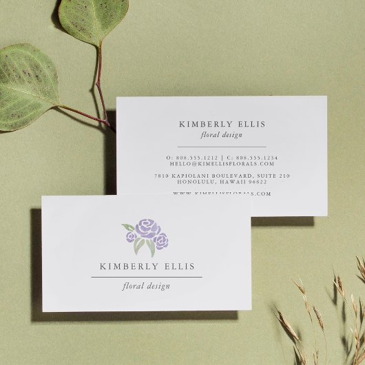 Petite Bouquet | Paarse Waterverf Floral Visitekaartje