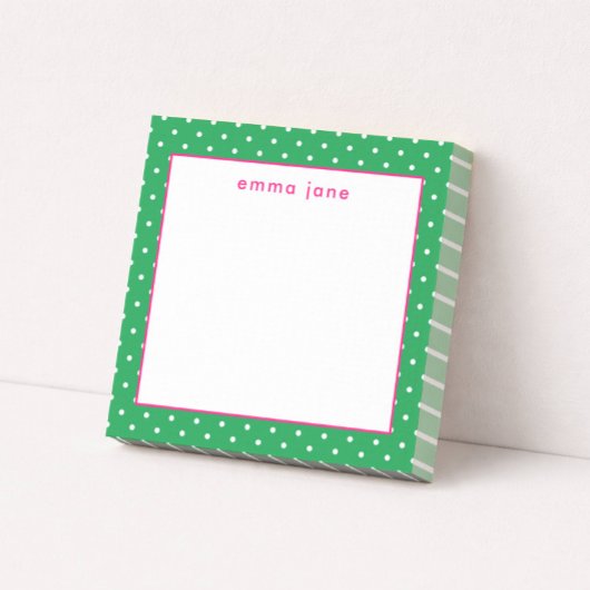 Petite Dots Pink and Green Personalized Post-it® Notes