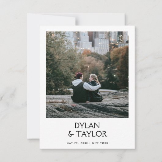 Petite eenvoudige moderne gedurfde naam ingelijst  save the date (Voorkant)