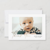 Petite Elegant Gold Script Baby Foto Bedankkaart (Voorkant)