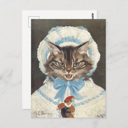 Petite fille pleit voor chat briefkaart (Voorkant / Achterkant)