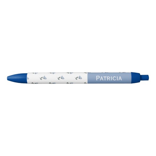 Petite Fleur Kleine Bloem Aangepaste Naam Blauwe Inkt Pen (Voorkant)
