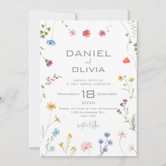 Petite Floral Patroon Wedding Kaart (Voorkant)