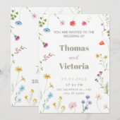 Petite Floral Waterverf bruiloft uitnodiging (Voorkant / Achterkant)