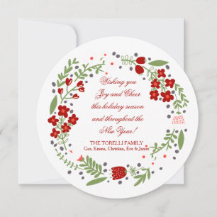 Petite Floral Wreath Holiday Card Feestdagenkaart
