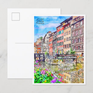 Petite France vintage reis waterverf Briefkaart