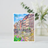 Petite France vintage reis waterverf Briefkaart (Staand voorkant)