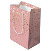 Petite Golden Stars Gift Bag in Shell Pink Medium Cadeauzakje (Achterkant Gekanteld)