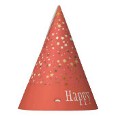 Petite Golden Stars Happy New Year Pet-Coral Feesthoedjes (Links)