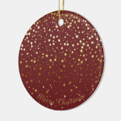 Petite Golden Stars Kerst Ornament-Burgandy Keramisch Ornament (Links)