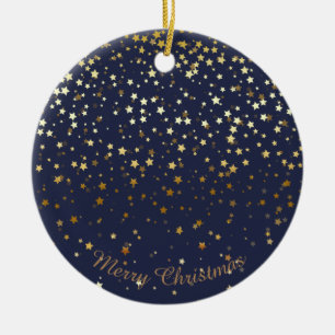 Petite Golden Stars-kerstornament-Midnight Keramisch Ornament
