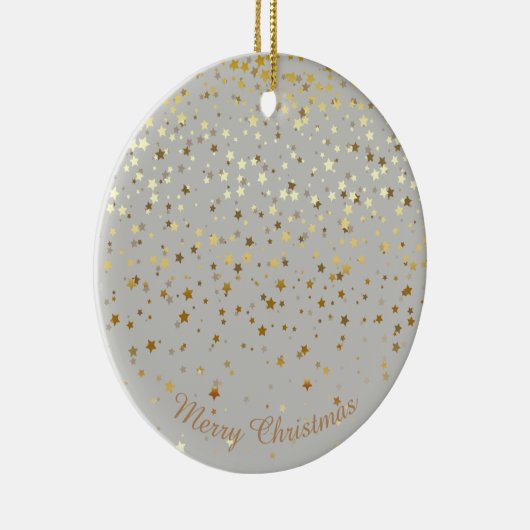 Petite Golden Stars-kerstversiering-grijs Keramisch Ornament (Rechts)