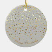 Petite Golden Stars-kerstversiering-grijs Keramisch Ornament (Voorkant)