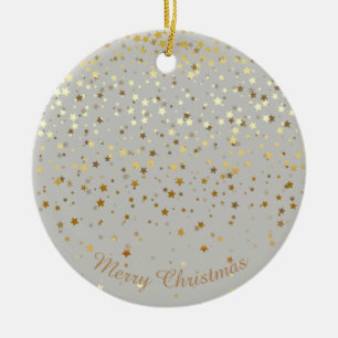 Petite Golden Stars-kerstversiering-grijs Keramisch Ornament