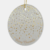 Petite Golden Stars-kerstversiering-grijs Keramisch Ornament (Links)