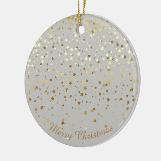 Petite Golden Stars-kerstversiering-grijs Keramisch Ornament (Links)