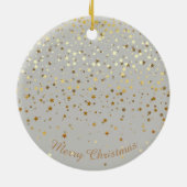 Petite Golden Stars-kerstversiering-grijs Keramisch Ornament (Achterkant)