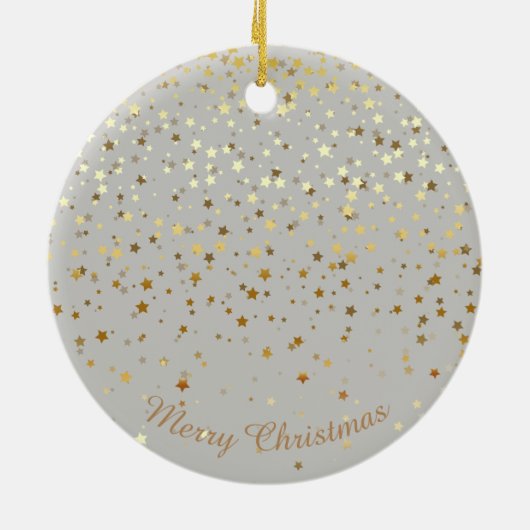 Petite Golden Stars-kerstversiering-grijs Keramisch Ornament (Achterkant)