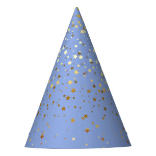 Petite Golden Stars Party Pet-Peri Blauw Feesthoedjes