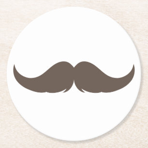 Petite Handlebar Mustache Ronde Kartonnen Onderzetter