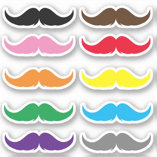  Petite Handlebar Mustache Set Sticker (Voorkant)