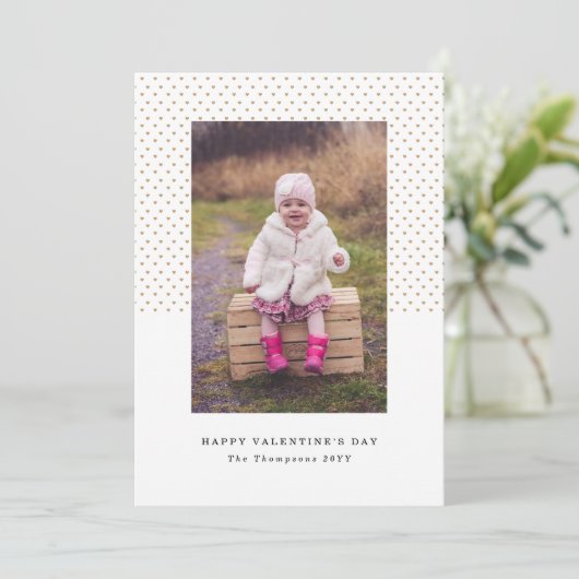 Petite Hearts Foto Valentijn Feestdagenkaart (Staand voorkant)