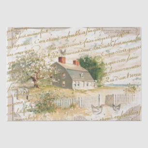 Petite Maison de Plage French Script Decoupage Tissuepapier