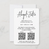 Petite minimal script All-in-One QR Photo Wedding Kaart (Voorkant)