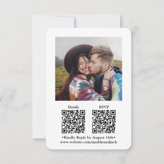 Petite Monogram QR-code Alles-in-één Foto Bruiloft Kaart (Achterkant)