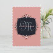 Petite Orchid Pink Monogram Weddenschap Kaart (Staand voorkant)