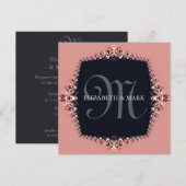 Petite Orchid Pink Monogram Weddenschap Kaart (Voorkant / Achterkant)