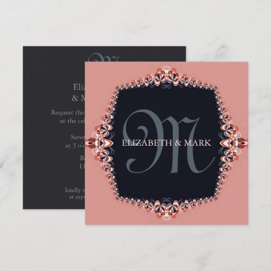 Petite Orchid Pink Monogram Weddenschap Kaart (Voorkant / Achterkant)