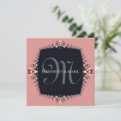 Petite Orchid Pink Monogram Weddenschap Kaart (Staand voorkant)