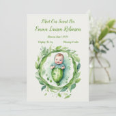 Petite Pea in A Pod - Geboorte Mededelingen Feestdagenkaart (Staand voorkant)